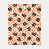 Retro Black Cat Orange Karo Muster Fleecedecke (Vorderseite)