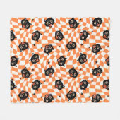 Retro Black Cat Orange Karo Muster Fleecedecke (Vorderseite (Horizontal))