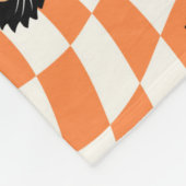 Retro Black Cat Orange Karo Muster Fleecedecke (Ecke)
