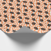 Retro Black Cat Orange Karo Muster Geschenkpapier (Ecke)