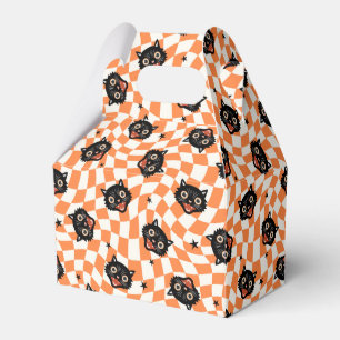Retro Black Cat Orange Karo Muster Geschenkschachtel
