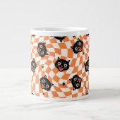 Retro Black Cat Orange Karo Muster Jumbo-Tasse (Vorderseite)