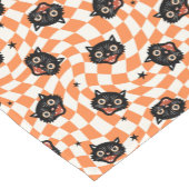 Retro Black Cat Orange Karo Muster Kurzer Tischläufer (Ecke)