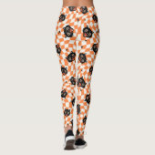 Retro Black Cat Orange Karo Muster Leggings (Rückseite)