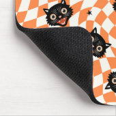 Retro Black Cat Orange Karo Muster Mousepad (Ecke)
