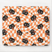 Retro Black Cat Orange Karo Muster Mousepad (Vorne)