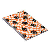 Retro Black Cat Orange Karo Muster Notizblock (Rechte Seite)