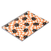 Retro Black Cat Orange Karo Muster Notizblock (Linke Seite)