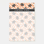 Retro Black Cat Orange Karo Muster Post-it Klebezettel (Vorderseite)
