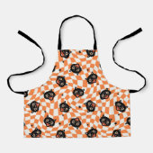 Retro Black Cat Orange Karo Muster Schürze (Vorderseite)