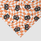 Retro Black Cat Orange Karo Muster Seidenpapier (Ausschnitt)