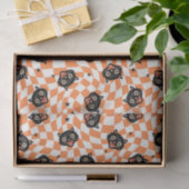 Retro Black Cat Orange Karo Muster Seidenpapier (Geschenk)