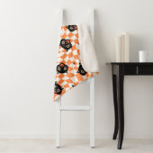 Retro Black Cat Orange Karo Muster Sherpadecke (Beispiel)