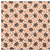 Retro Black Cat Orange Karo Muster Stoff (Muster)