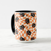 Retro Black Cat Orange Karo Muster Tasse (Vorderseite Links)