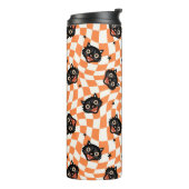 Retro Black Cat Orange Karo Muster Thermosbecher (Nach links gedreht)