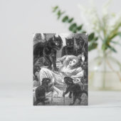 Retro Black Cat Party zeichnend Einladungspostkarte (Stehend Vorderseite)