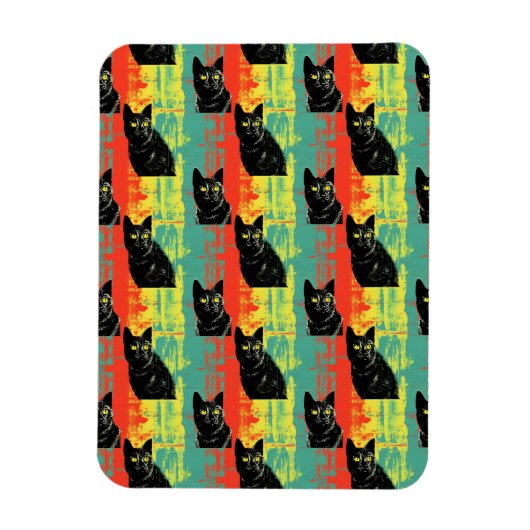 Retro Black Cat Pattern Magnet (Vertikal)