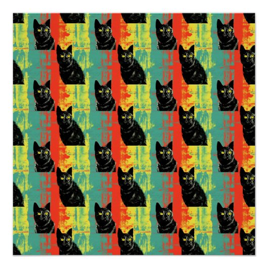 Retro Black Cat Pattern Poster (Vorderseite)