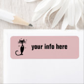 RETRO BLACK CAT PINK RETURN ADDRESS LABELS (Insitu)