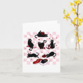Retro Black Cat Playing Valentinstag Cat K Karte (Gelbe Blume)