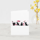 Retro Black Cat Playing Valentinstag Cat K Karte (Gelbe Blume)