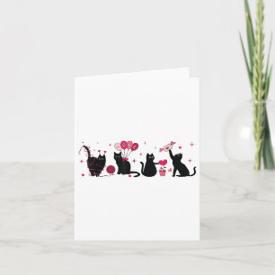 Retro Black Cat Playing Valentinstag Cat K Karte