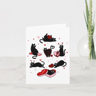 Retro Black Cat Playing Valentinstag Cat K Karte