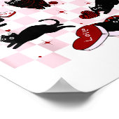 Retro Black Cat Playing Valentinstag Cat K Poster (Ecke)