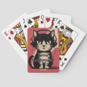Retro Black Cat, Plotting World Domination, Funny Spielkarten (Rückseite)