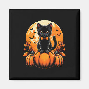 Retro Black Cat Pumpkin Halloween Kostüm Fall Aut Magnet