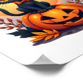 Retro Black Cat Pumpkin Halloween Kostüm Fall Aut Poster (Ecke)