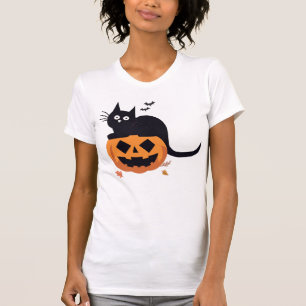 Retro Black Cat Pumpkin Shirt - Frauenhaus!