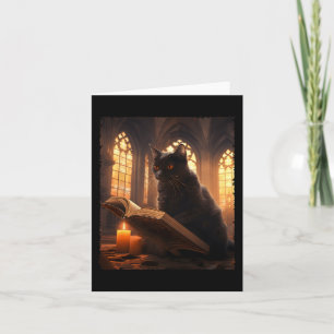 Retro Black Cat Reading Buch Vintag Halloween Boo Karte
