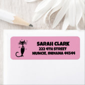 Retro Black Cat Silhouette Rücksendeadressen-Aufkl (Insitu)