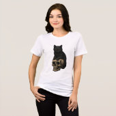 Retro Black Cat & Skull Tri-Blend Shirt (Vorderseite voll)