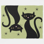 Retro Black Cat, Weizengras Fleecedecke (Vorderseite (Horizontal))