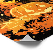 Retro Black Cat with Jack-o’-Lanterns Poster (Ecke)