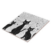 Retro Black Cats Atomic Sternexplosion Mitte Jahrh Fliese (Seite)