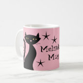 Retro Black Cats, Babyboomer pink Kaffeetasse (Vorderseite Links)