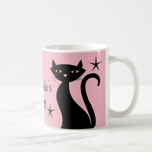 Retro Black Cats, Babyboomer pink Kaffeetasse (Rechts)