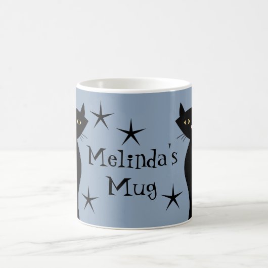 Retro Black Cats, Bauboom blau Kaffeetasse (Mittel)