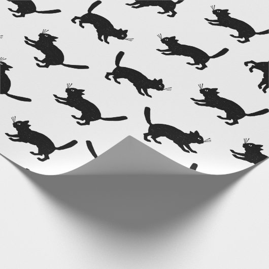 Retro Black Cats Muster CUSTOM HINTERGRUNDFARBE Geschenkpapier (Ecke)