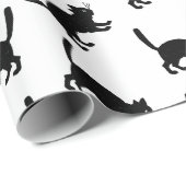 Retro Black Cats Muster CUSTOM HINTERGRUNDFARBE Geschenkpapier (Rolleneckpunkt)