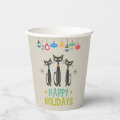 Retro Black Cats & Ornaments Weihnachten Pappbecher (Vorderseite)