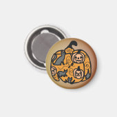 Retro Black Cats und Pumpkin Dreams Magnet (Vorderseite/Rückseite)