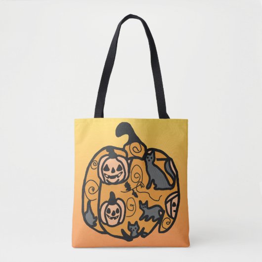 Retro Black Cats und Pumpkin Dreams Tasche (Vorderseite)