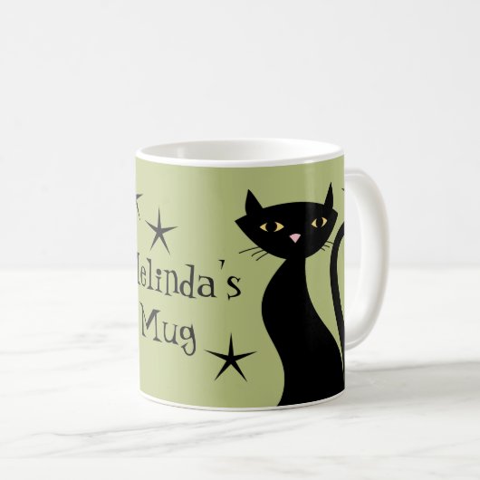 Retro Black Cats, Weizengras Kaffeetasse (VorderseiteRechts)