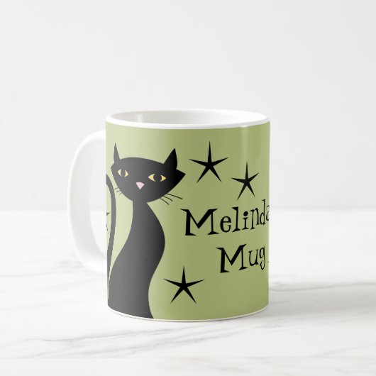 Retro Black Cats, Weizengras Kaffeetasse (Vorderseite Links)