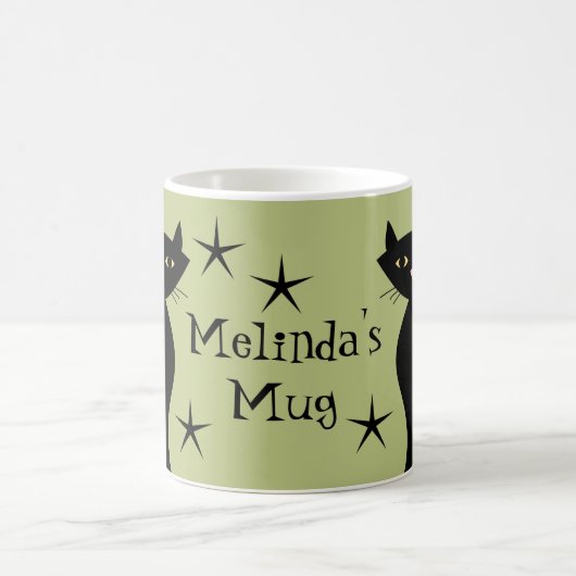 Retro Black Cats, Weizengras Kaffeetasse (Mittel)